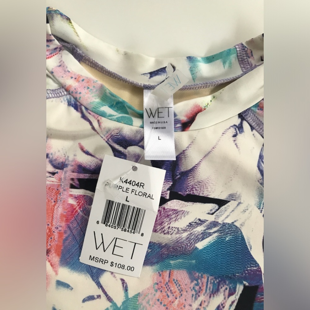 NWT! WET Womens Purple Floral Rashguard Size: L - Picture 7 of 11